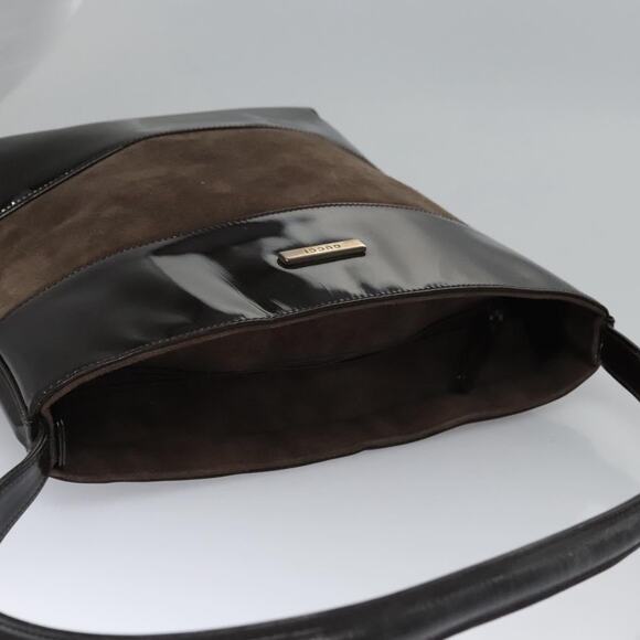 GUCCI Shoulder Bag Suede Leather Brown Dark Silver 000 1013 000 1013 - Picture 6 of 13